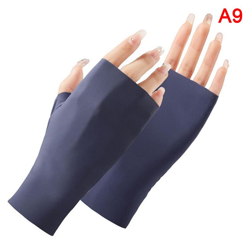 Product Introduction of Summer Ice Silk Half Fingers Gloves Women Breathable Thin Fingerless Gloves Outdoor Riding Driving Gloves Sunscreen Mittens 30