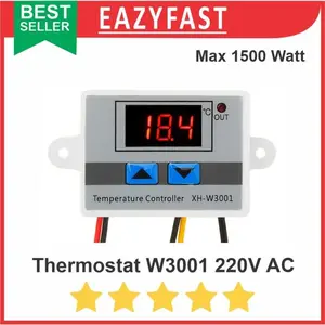 Thermostat W3001 220V AC Inkubator Atur Suhu Temperature Otomatis 3001