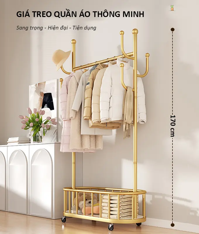 Giá treo quần áo thông minh có bánh xe để phòng ngủ phòng khách 0