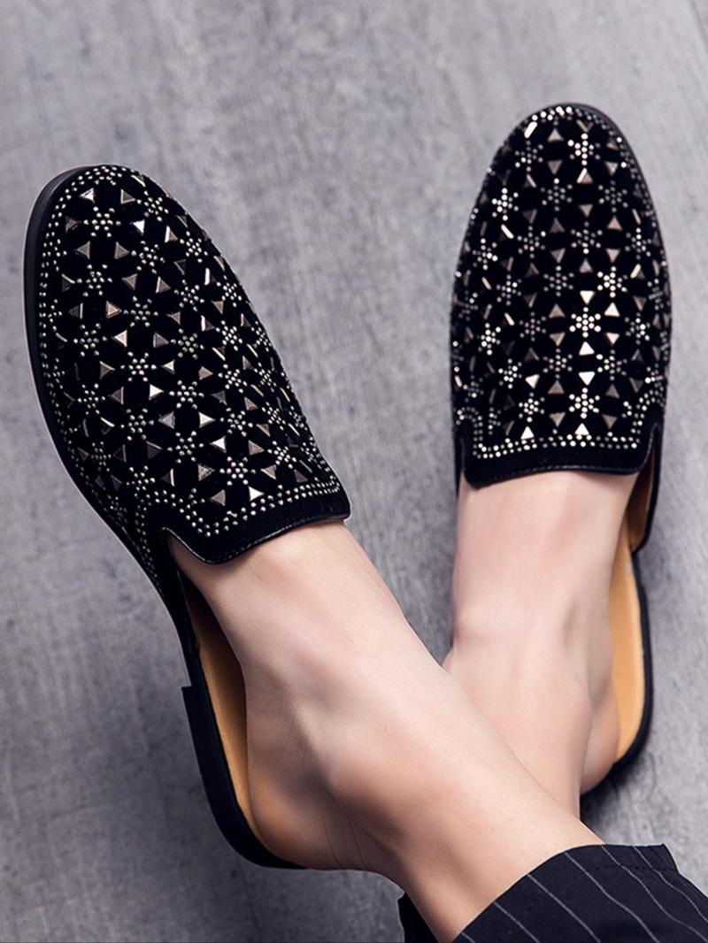 Product Introduction of Men's Fashionable Rhinestone Decorated Slip-on Loafers, Casual Comfortable Flat Shoes for Daily Wear, Lightweight Breathable Shoes for All Seasons 2