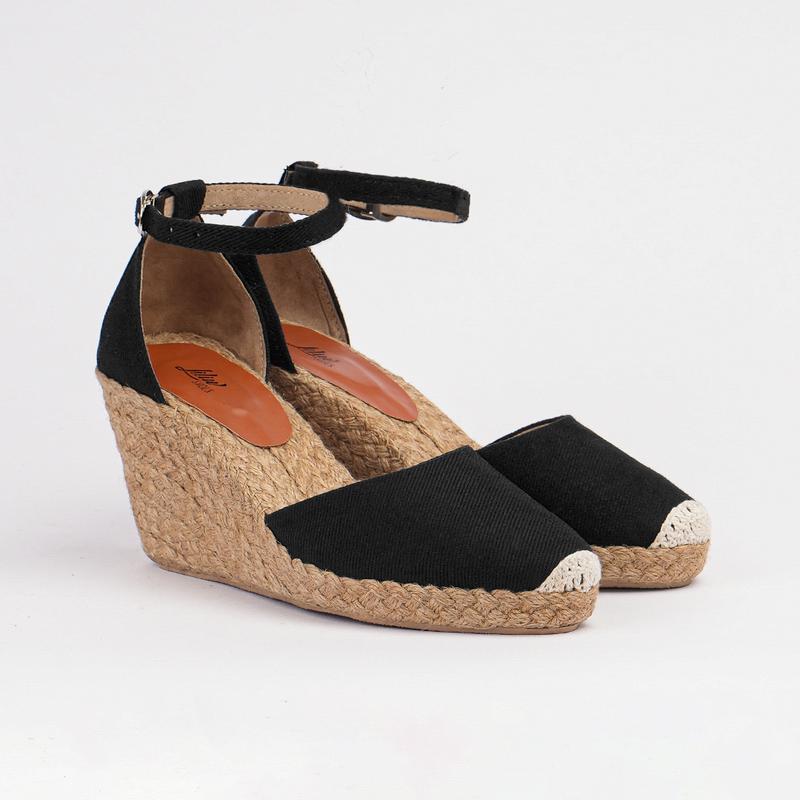 [LILIW SHOES] Giày Cao Gót Nữ Cao 8cm Kín Mũi Quai Cổ Chân Sang Trọng - CƠ BẢN (Đen/Kem) 0