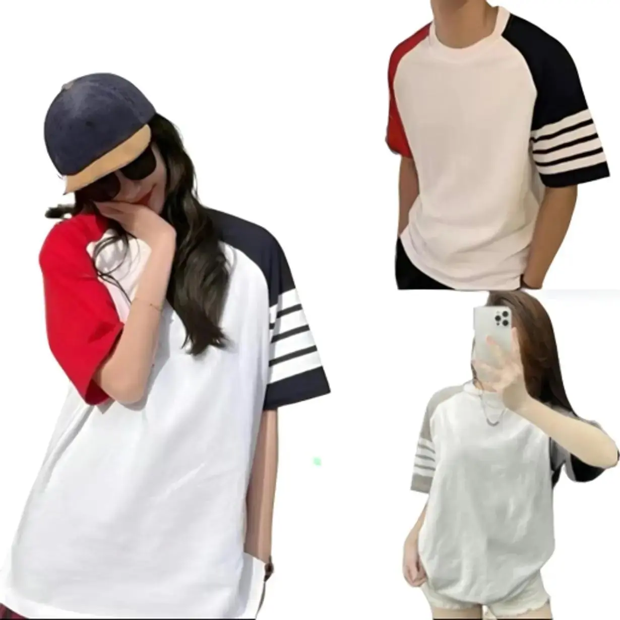 Áo Phông Unisex Cổ Tròn Phối Tay 4 Sọc Phom Rộng Hot Trend Chất Vải Thun Poly Mềm Mát Nam Nữ Đều Mặc Đẹp aothun coctay