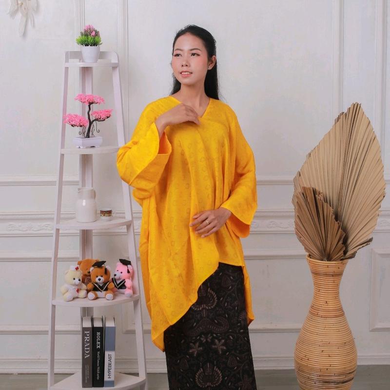 blouse kaftan tunik viscose (hanya atasan)/kaftan viscose mewah / setelan batik mewah / kaftan burkat / Atasan Muslim Motif 9