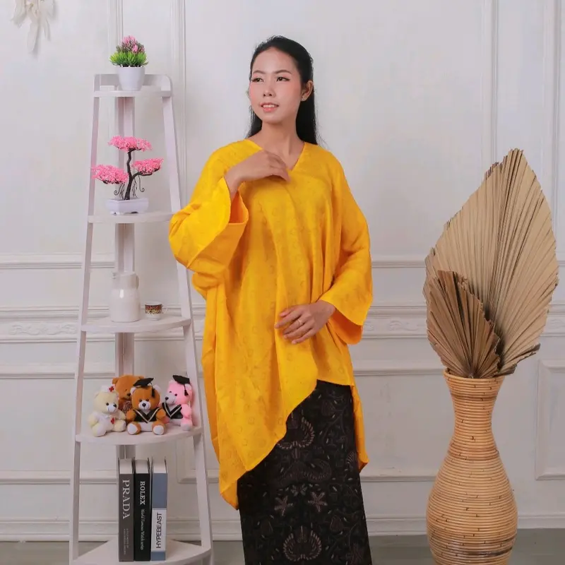 blouse kaftan tunik viscose (hanya atasan)/kaftan viscose mewah / setelan batik mewah / kaftan burkat / Atasan Muslim Motif 8