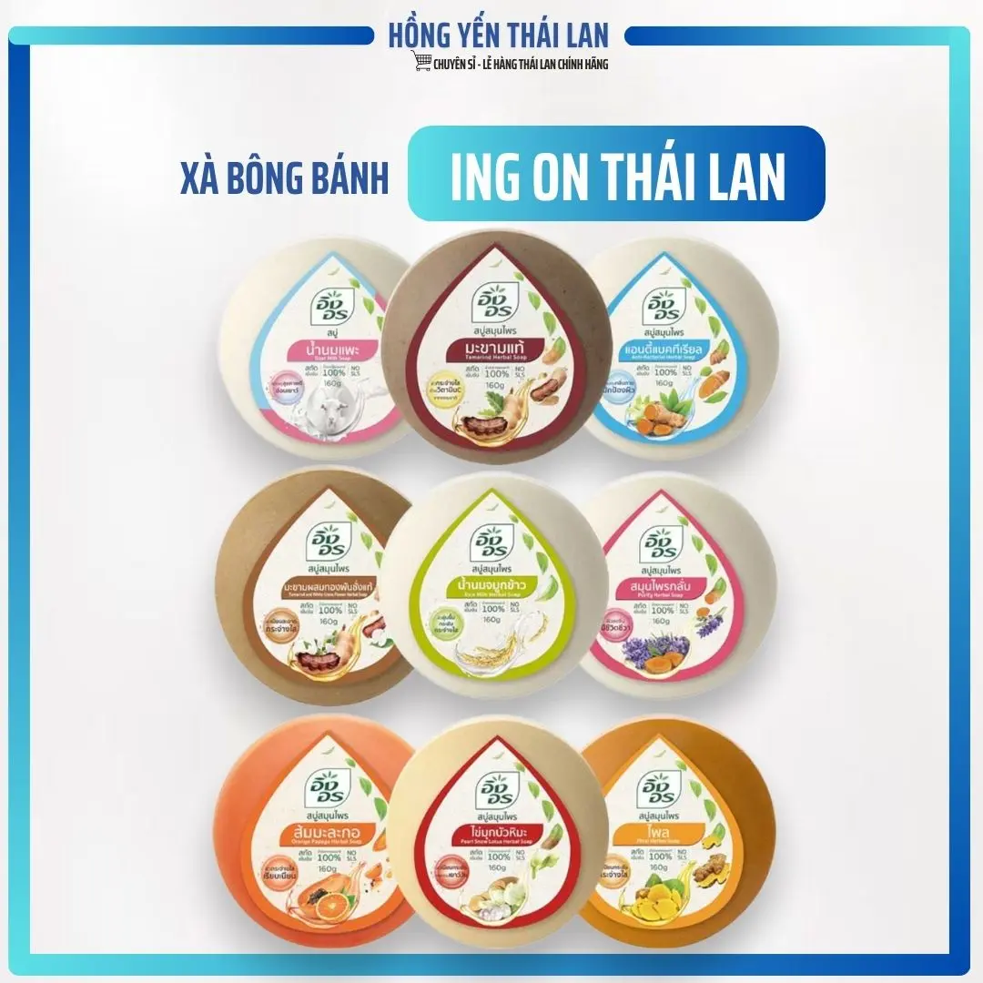 01 bánh Xà bông, xà phòng Ingon Herbal Thái Lan nguyên liệu thiên nhiên hương thơm dễ chịu 160g/cục