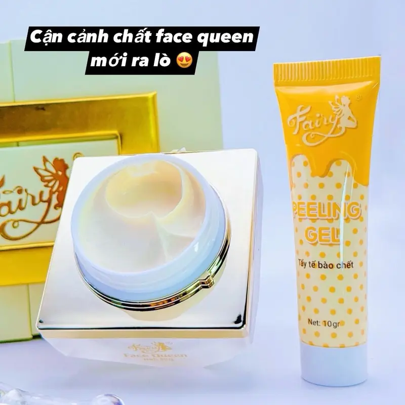 KEM FACE QUEEN FAIRY LỚN 30G (tặng 1 tuýt TTBC + 1 Muỗng Thuỷ Tinh + 1 Sữa Rửa Mặt mini + 1 Gói Cấy Trắng 5g + 1 Kẹp Tóc) Skincare Dưỡng Da Nữ Women Làm Đẹp Da 0
