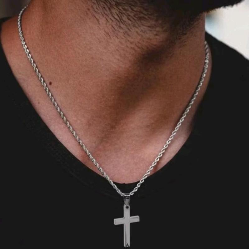 Kalung Tambang Salib Pria Wanita Titanium Model Harian Terlaris Aksesoris Hadiah kalung salib pull and bear 3