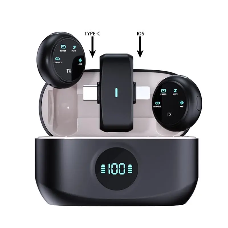 Magnetic & Lavalier Wearable Wireless Microphone, Wireless Microphone for iOS/Android, Plug & Play Mic for Video Recording, Streaming, Live Broadcasting
