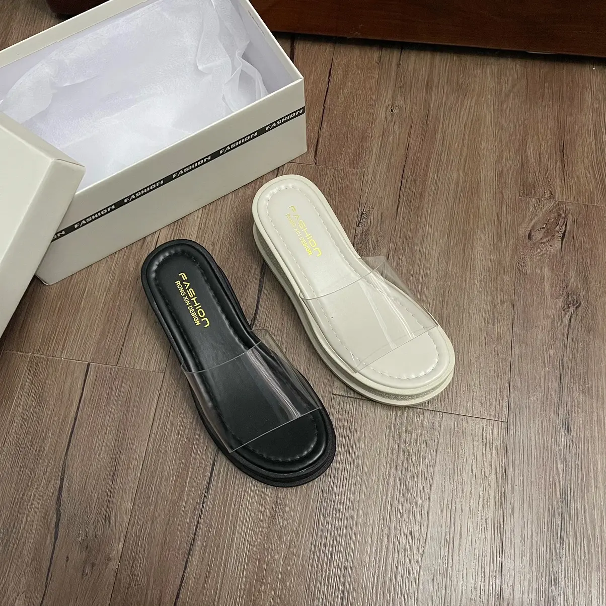 T368-Dép nữ bản trong suốt đế cao 5cm