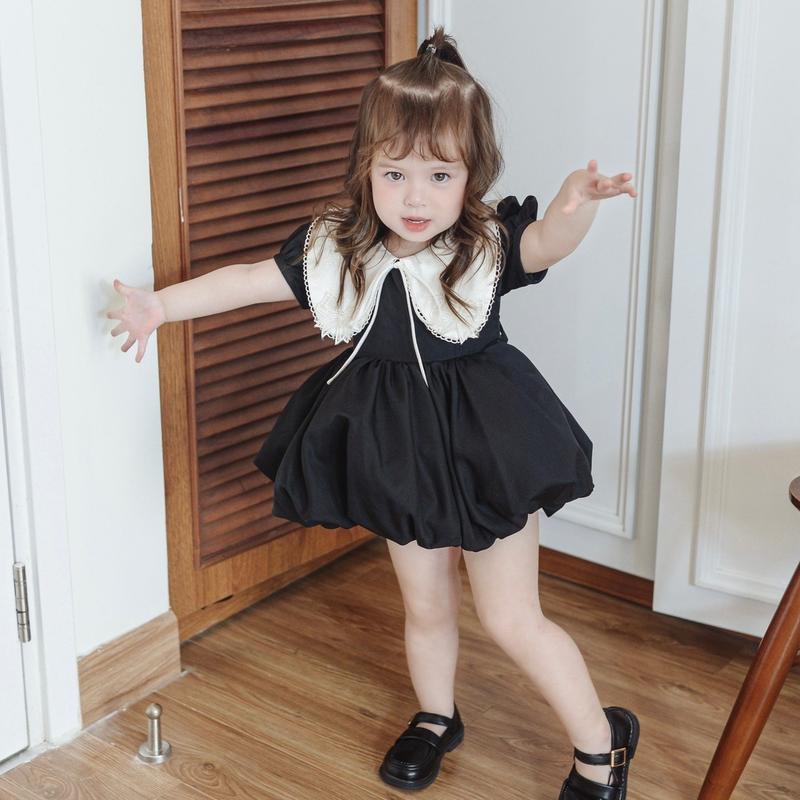 Váy công chúa Đầm bí đen cổ nơ trắng HOMI BABY HOUSE Cho Bé phukien so