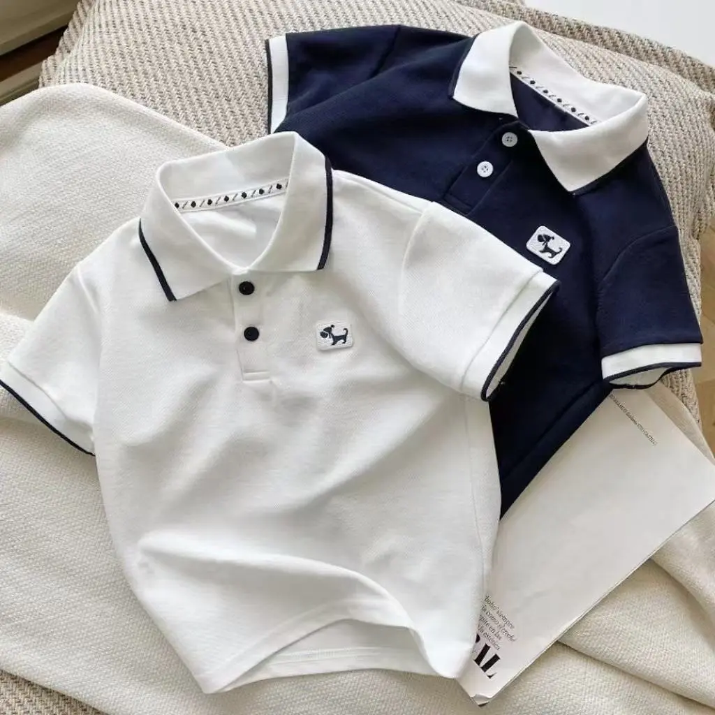 Boys' Short Sleeve Polo Shirt New Children's Thin Casual Turn-down Collar Sports Half Sleeve T-shirt Baby Stylish Summer T-shirt