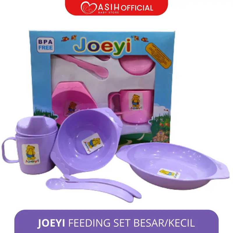 Joeyi Feeding Set Baby Besar Kecil Alat Set Tempat Peralatan Makan Bayi Balita Cewek Cowok Sendok 0