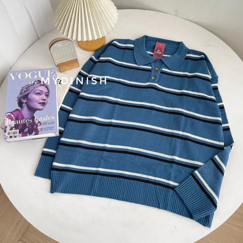 Polo Levronka Blouse - Atasan Rajut Wanita Korea Baju Kerah 2