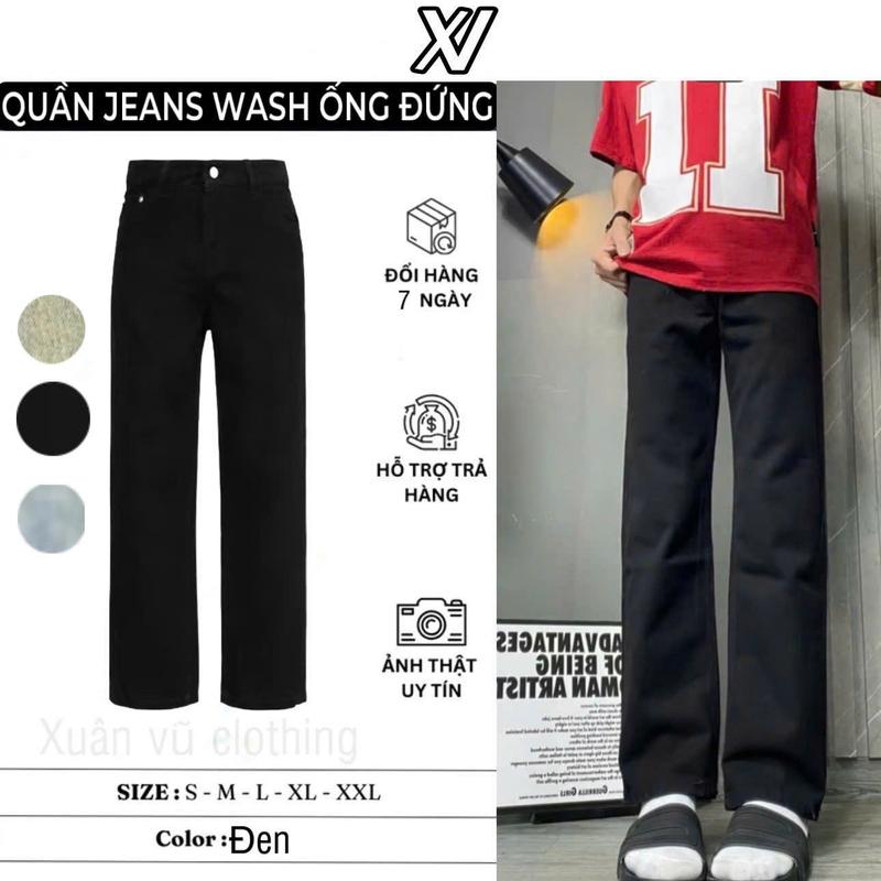 quần trơn, quần baggy nam nữ ba màu cho anh em lựa chọn  Ống Suông Rộng trẻ trung năng động, quần ống rộng  Menswear Pants boyfriend retro jean regular  fit jeans Ong Có Túi