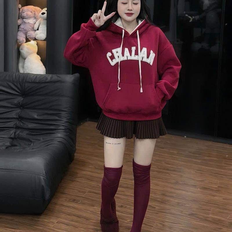 Áo hoodie có mũ chất liệu nỉ bông fom vừa in chữ có túi cao cấp - A612