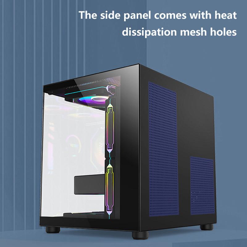Product Introduction of 270 Degree Glass PC Case Transparent Desktop Computer Tower For M-ATX/ITX Motherboard SSD 7 Air Cooling Fans 320mm Graphic Card 21