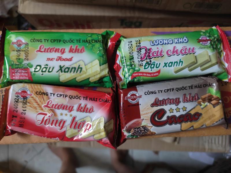 Lương khô quốc tế Hải Châu/ lương khô bánh kẹo Hải Châu vị đậu xanh/ ca cao/ tổng hợp 60g
