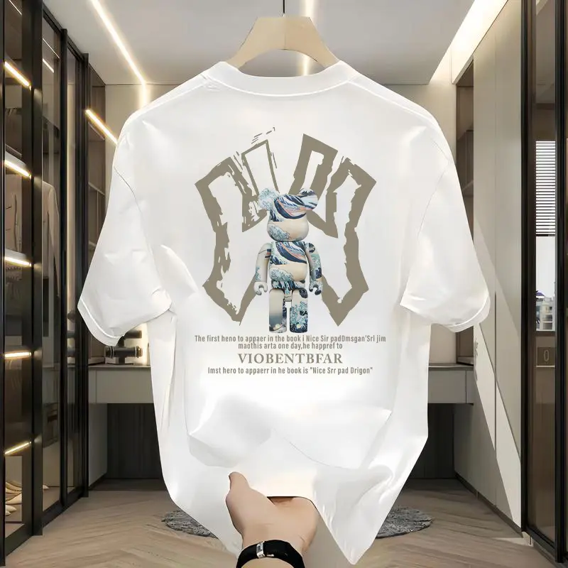 Áo Thun Cotton ngắn tay, 240g, Dáng Rộng Vừa Vặn, Cổ Tròn, Thích Hợp Cho Mùa Hè, Thích Hợp Cho Các Cặp Đôi, Dành Cho Nam Và Nữ, Phong Cách Đường Phố, Áo Thun ngắn Tay Cao Cấp 280g, Làm Bằng Cotton Nguyên Chất, In Chữ, Dành Cho Nam