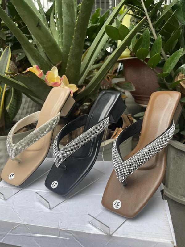 DÉP GÓT MẪU MỚI THỜI TRANG CAO 3 PHÂN DỄ ĐI PHỐI ĐỒ QUAI DÉP KẸP ĐÍNH XOÀN LẤP LÁNH DéP Nữ Shoes GiàY Jean guoc nu