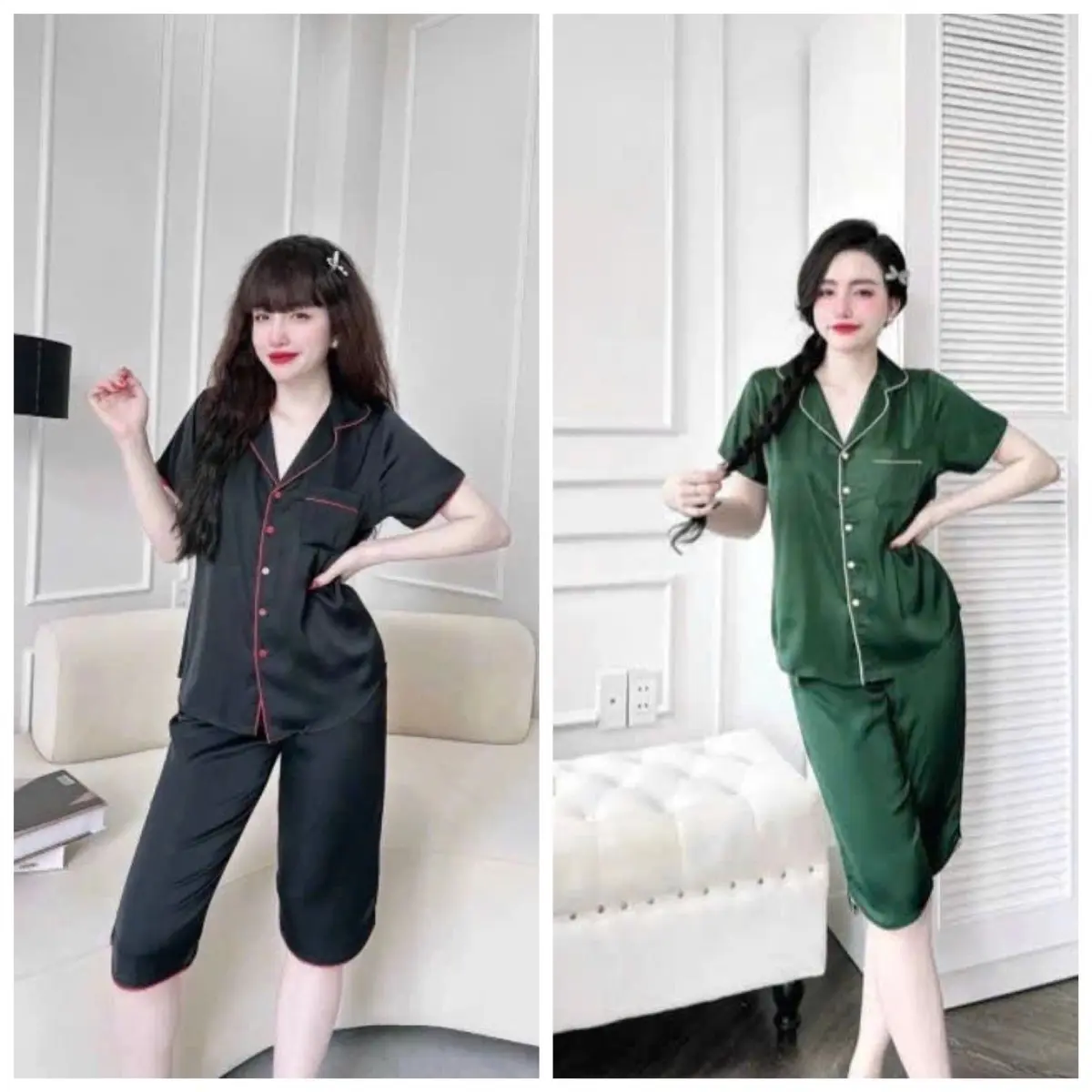 Bộ lững latin 40/60kg viền màu trơn, đồ mặc nhà thoáng mát Nữ Áo Nhung Women