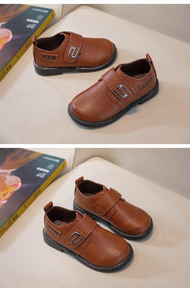 Product Introduction of Spring and Autumn New Black Breathable Casual British Leather Shoes Hollow Velcro Hole Student Soft Bottom Lazy Boy's Shoes 15