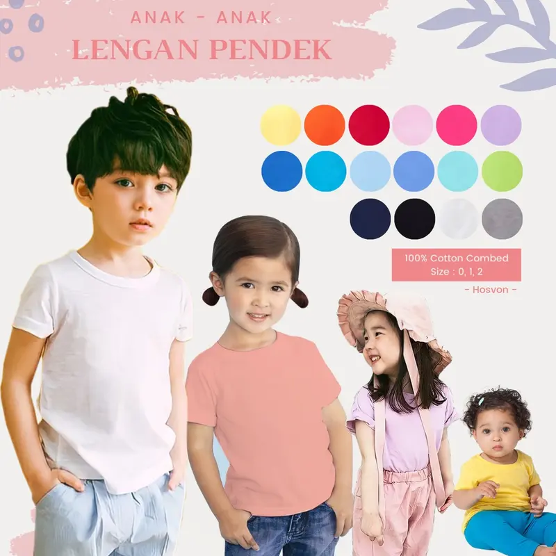 Hosvon Kaos Polos Anak COTTON COMBED Size 0-1-2 UNISEX 0