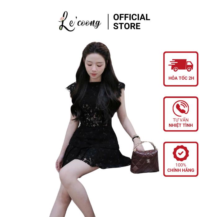 Set Ren Tiểu Thư Màu Trắng Đen  LECOONG B211 Đầm Đẹp Xếp Ly Đi Tiệc Sang Chảnh