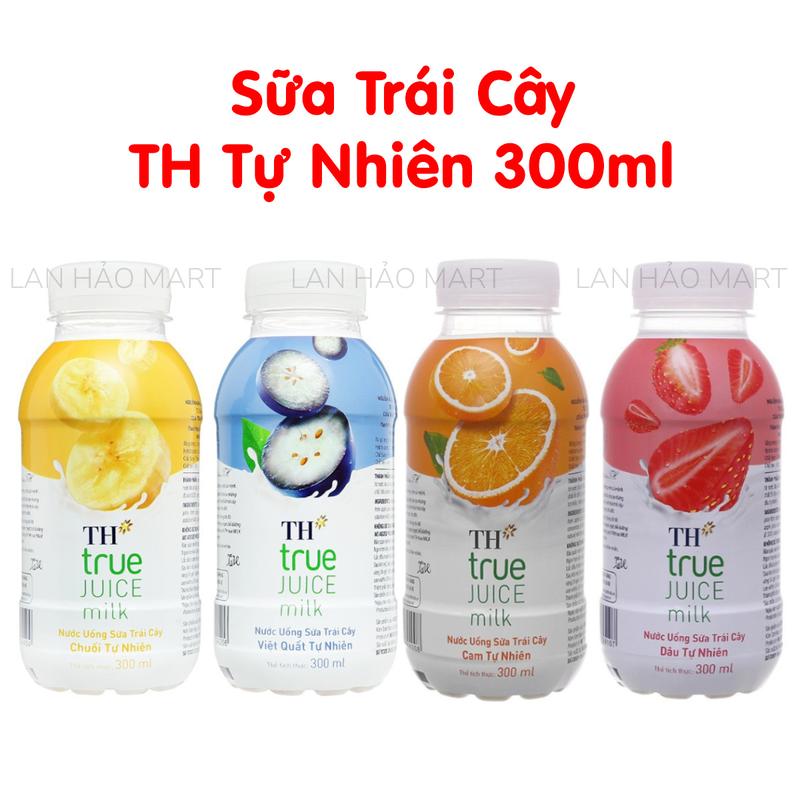 6 chai nước uống sữa trái cây TH True Juice Milk dâu, cam, chuối, việt quất chai 300ml