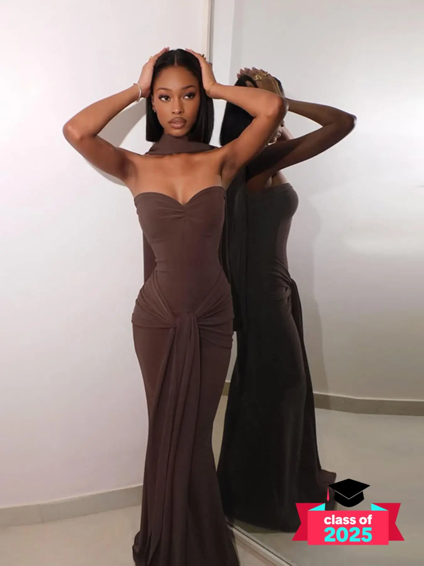 Women's Plain Bodycon Tube Dress with Scarf, Elegant Fashion Casual Dress for Party Dating Wear, Ladies Dress for Summer, Womenswear