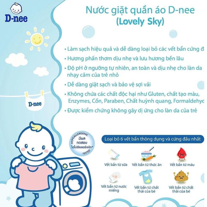 Product Introduction of Nước giặt quần áo D-nee Organic Thái Lan túi 1400ml cho bé  (MÀU XANH DƯƠNG) nuoc  giat 1
