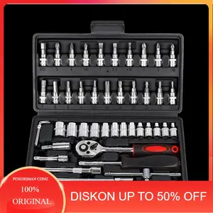 SNACKTIME Set Kunci Sok Kunci Shock 46 Pcs Mobil Motor Lengkap Socket Tool Kit Pas Ring L Motor Mobil