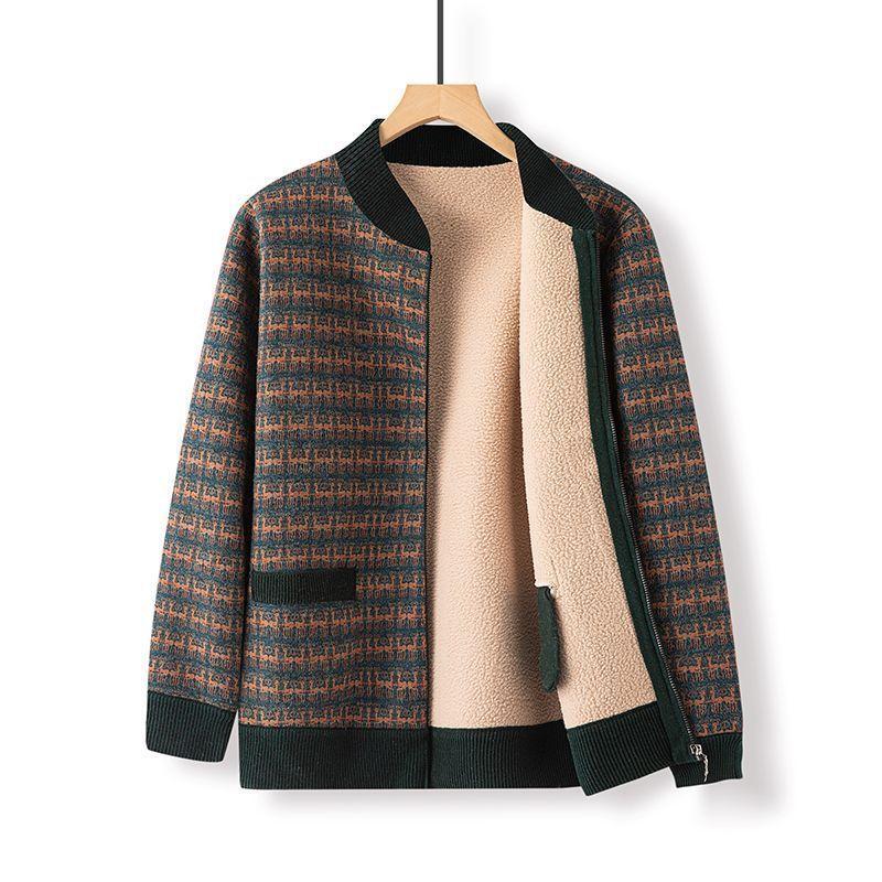 Quần Áo Mùa Xuân Và Mùa Đông Cho Mẹ, Áo Hoodie Nhung Mới, Dành Cho Phụ Nữ Trung Người Già, Áo Cardigan Có Khóa Kéo, Phong Cách Phương Tây Thường Ngày Thích Hợp Cho Phụ Nữ Trung Người Già Và Cao Tuổi, Áo Khoác Mùa Thu 4