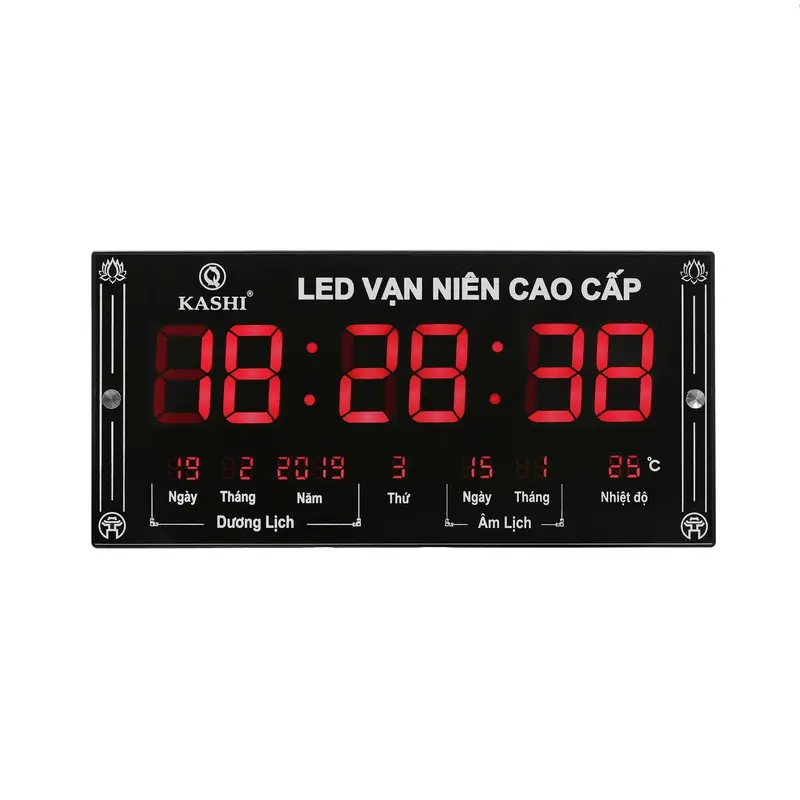 Đồng hồ LED Kashi vạn niên ( theo Lịch Âm của Việt Nam) HM 555 Treo Tường Trang Trí Nhà Decor Phòng Đèn Tráng Gương Decor 0