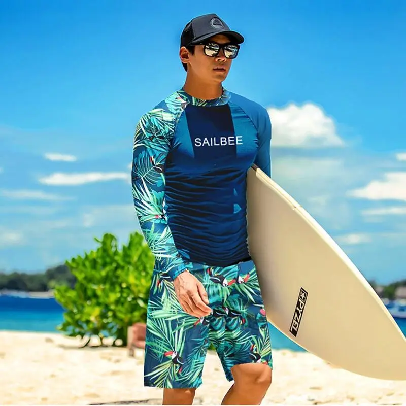 SAILBEE Long Sleeve Quick Drying Surfing Snorkeg Split Sunscreen SWIMSUIT SET M035