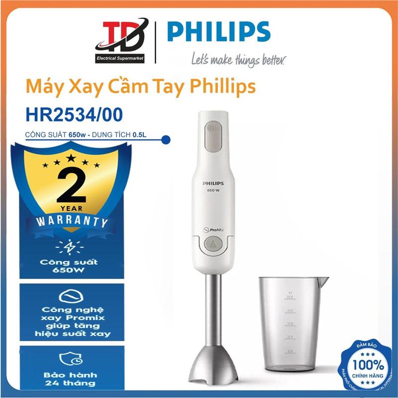  Máy Xay Sinh Tố Cầm Tay Philips Promix HR2534 00 650W Thanh Kim Loại Hàng Chính Hãng 