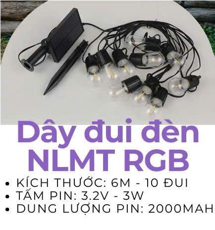 DÂY ĐUI 6M - 10 ĐÈN NĂNG LƯỢNG MẶT TRỜI SÂN VƯỜN TRANG TRÍ 7 MÀU RGB (Dùng ngoài trời trang trí Noel, nhà hàng và homestay, bãi biển,... tiết kiệm chi phí, đẹp mắt, có remote điều khiển, thời gian sáng > 6 tiếng, BH 6 tháng 1 đổi 1)