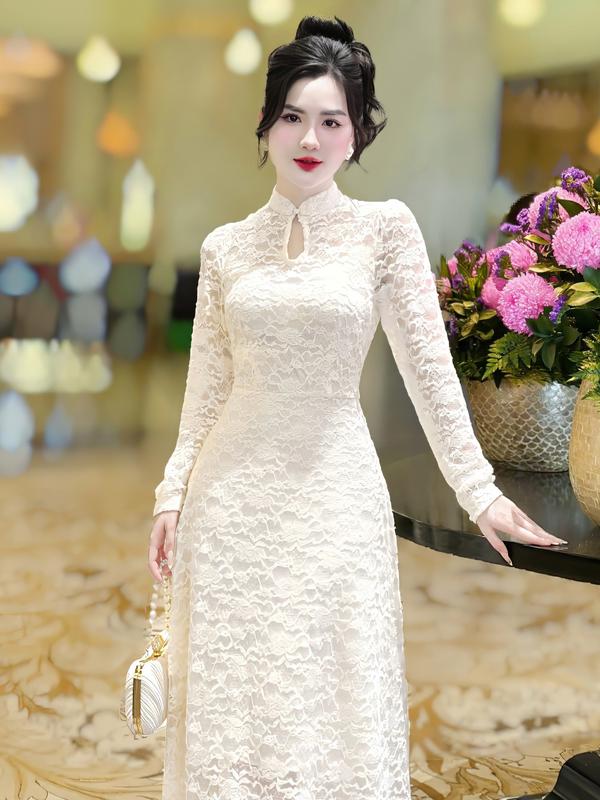 [MIỄN SHIP] MDU4403 Váy Ren Hàn 2 Lớp - Gam Màu Kem Sang Chảnh Cực Cuốn Hút Dành Cho Nữ Women Dress Tay Phồng 2