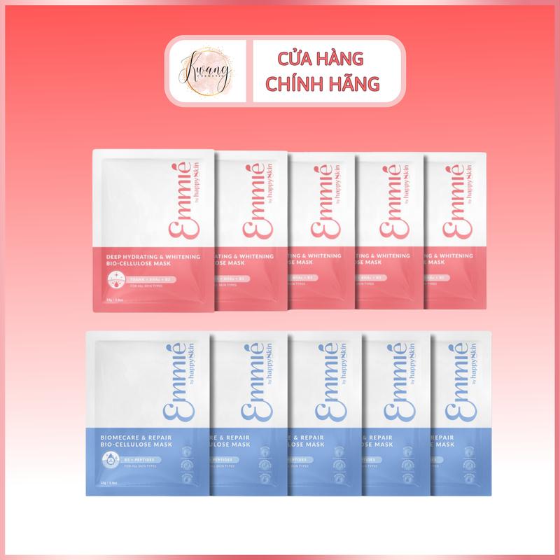 Hộp 10 Miếng Mặt Nạ Sinh Học Dừa Emmie by HappySkin Hỗ Trợ Dưỡng Sáng, Cấp Ẩm, Phục Hồi 23g Chăm Sóc Da Skincare Làm Đẹp Da mask emmie