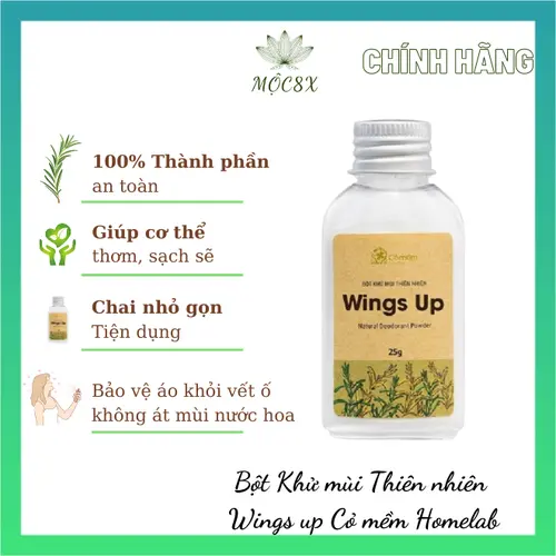 Bột Khử mùi Wings Up Cỏ mềm Khô thoáng Lọ 25 gr