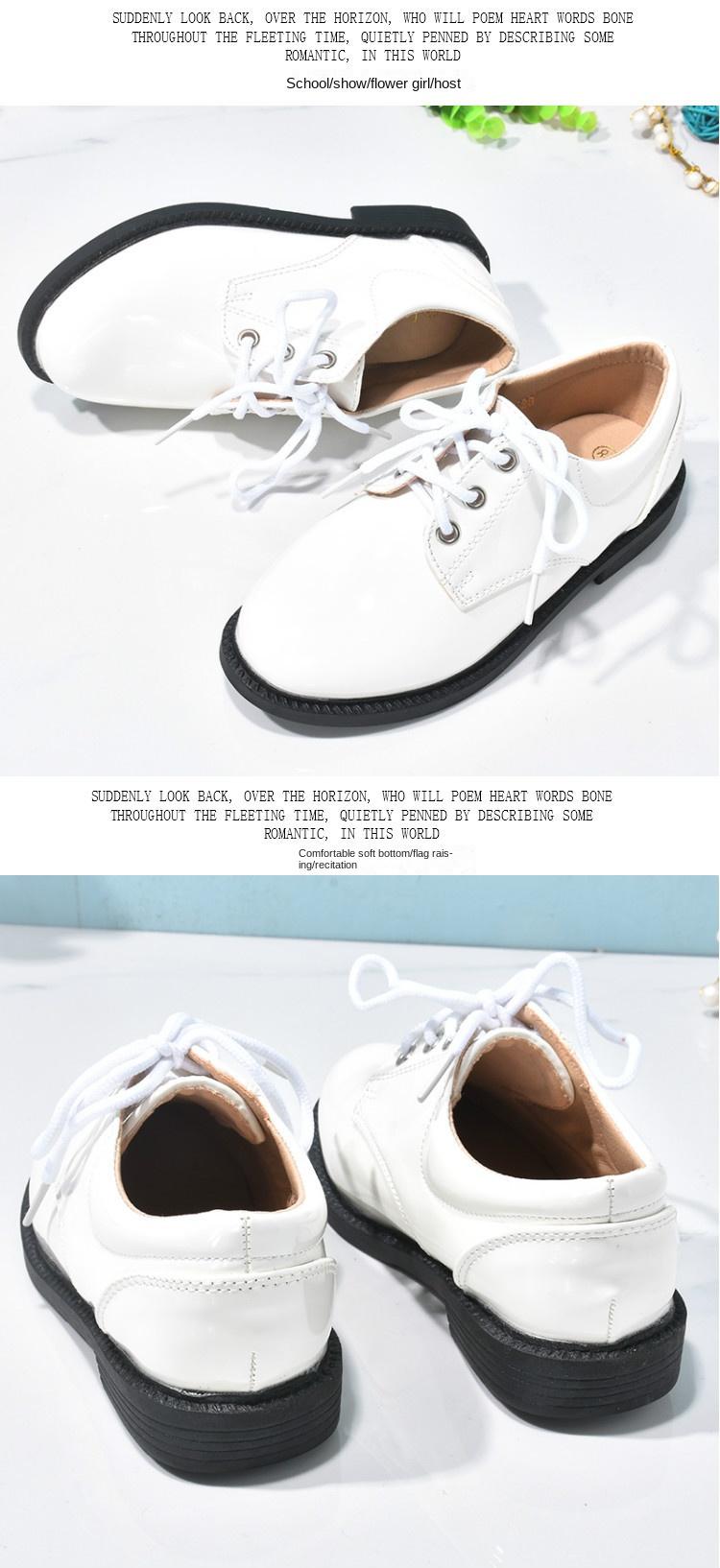 Product Introduction of White Boys' Leather Shoes Preppy Style Campus Chorus Performance Shoes Middle and Large Children Students with Suit Dress Shoes 16