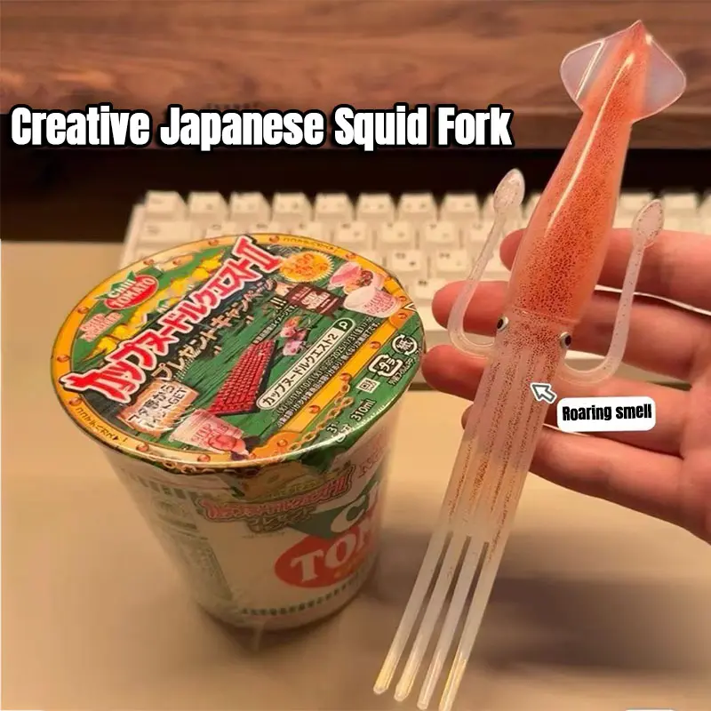 Garpu Cumi Kreatif Gaya Jepang, Garpu Mie Instan yang Dipersonalisasi, Garpu Makan Tahan Panas