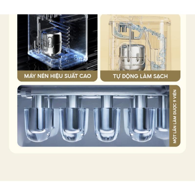 Product Introduction of [Giao hàng miễn phí] Máy làm đá mini 5 phút cho gia đình, làm sạch máy làm đá siêu nhanh, an toàn 9