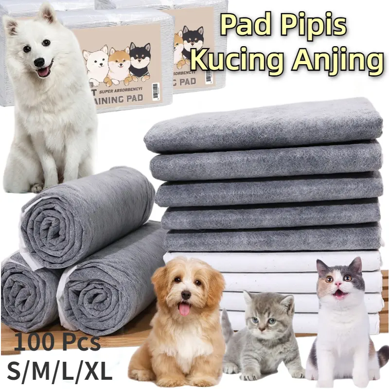 AimayaPet 100PCS Pad Pipis Kucing Anjing Popok Sekali /Disposable Pet Diaper Deodorant Pet Toilet Portable Underpad /Bamboo Charcoal Absorbent Carbon Fiber 0