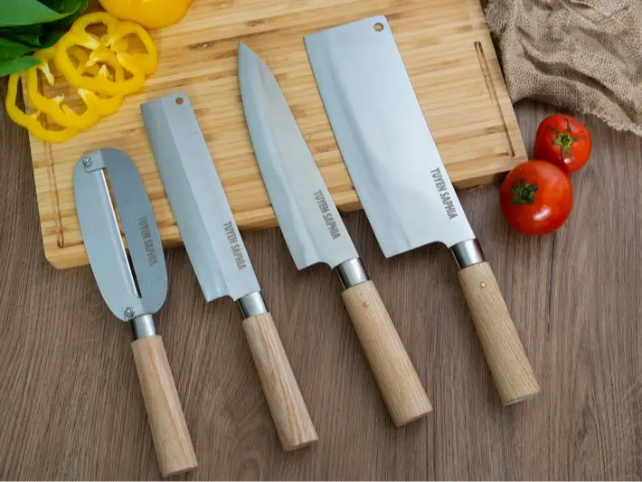 [Dụng Cụ Bếp Tuyền Saphia] Combo 4 Dao Tráng Gương - Chống Gỉ Sắc Bén Độ Cứng Cao 4