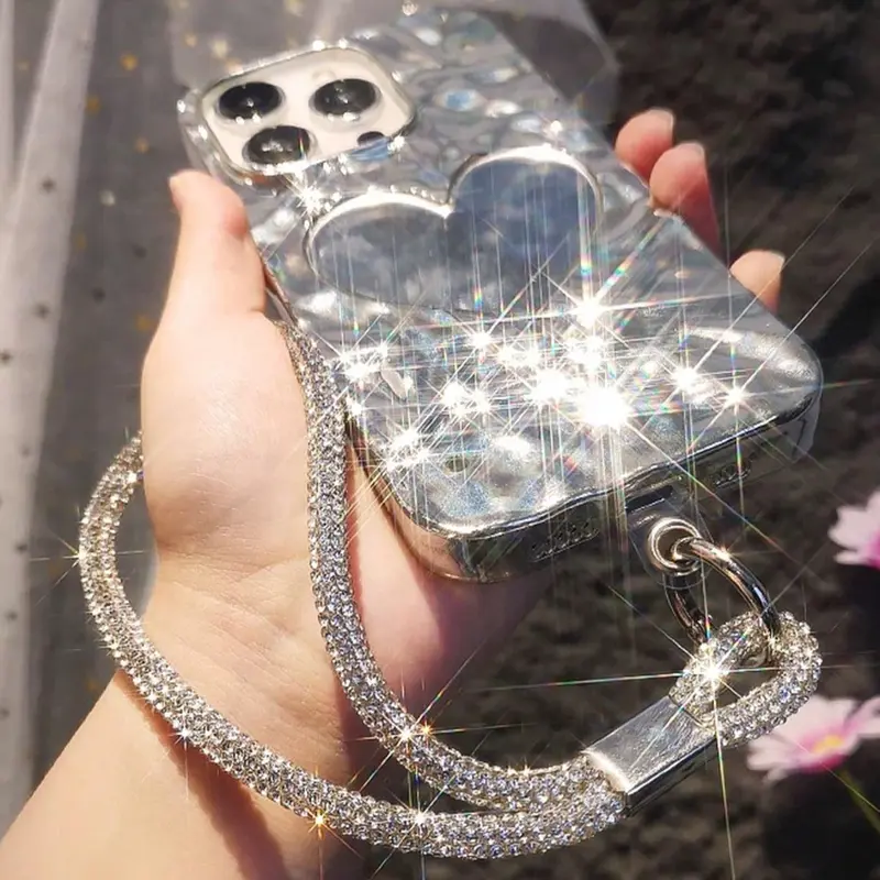 Rhinestone Decorated Phone Lanyard, Fashionable Phone Lanyards, Durable Short Phone Charm for Women, Phone Accessories for Daily Use 2