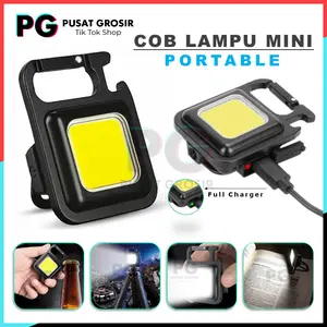 Senter mini super terang COB lampu keychain LED Light Portable rechargerable gantungan kunci lamp emergency