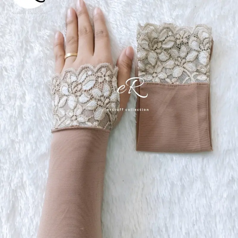 HANDSOCK JEMPOL RENDA BRUKAT SENADA / MANSET WALIMAH CANTIK Muslim Panjang 0
