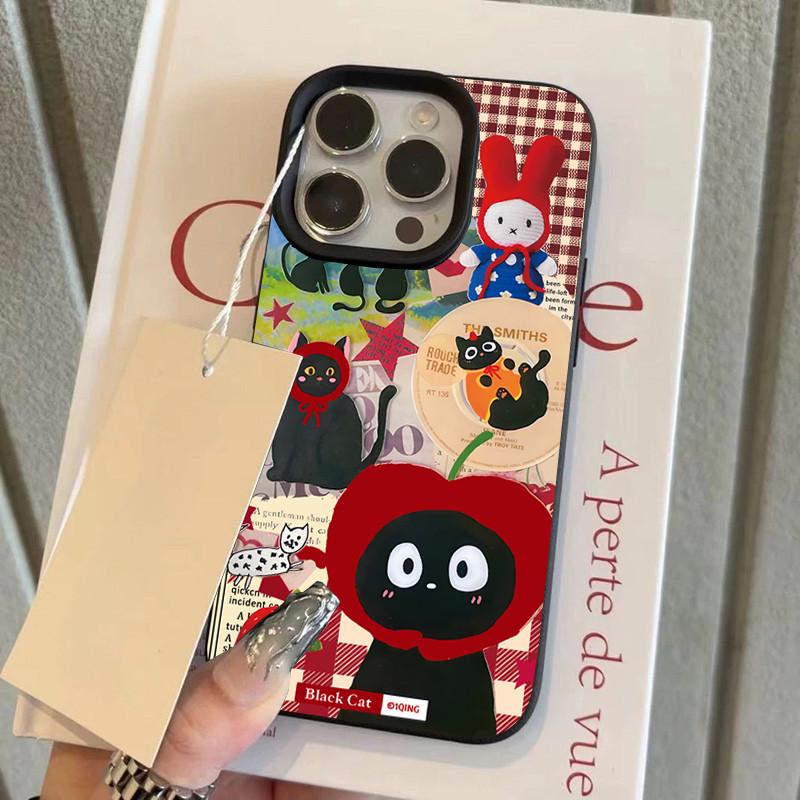 นุ่มและกันกระแทก หนัง เคสไอโฟน สำหรับ พอดี iphone 16 15 PROMAX 14 13 PRO 12 11 Pro Max XR XS 7 8Pแมว