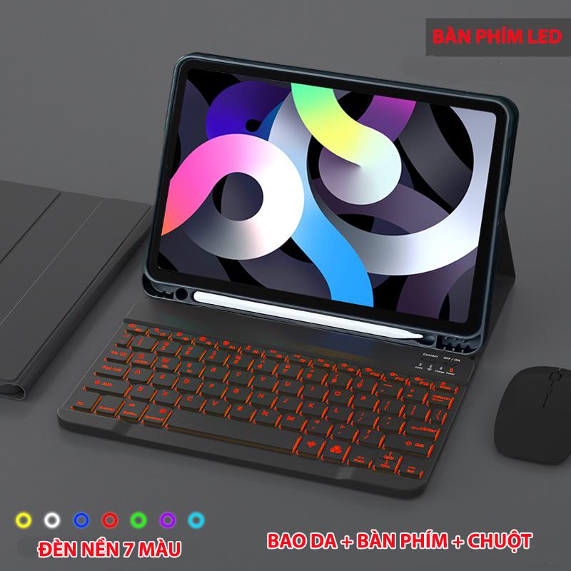 [Tặng bút] Bao da ipad có bàn phím LED ngăn đựng bút Silicon cực chất ốp ipad Air 4/Pro 11/10.5/9.7/Gen 5/6/7/8/9/10/Air 1/2/3/4/5