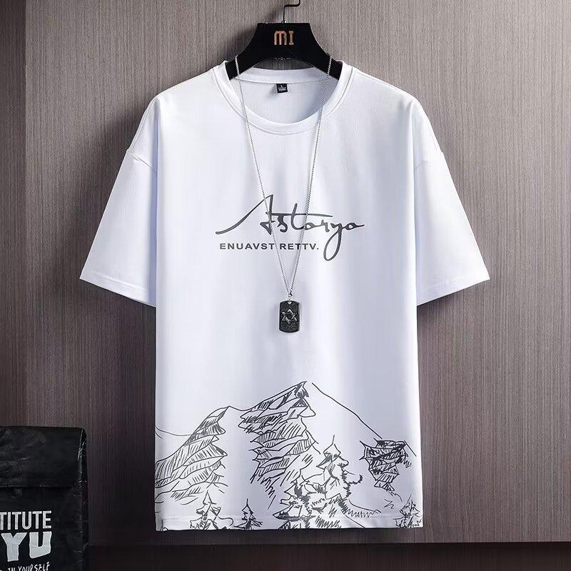 Product Introduction of New Short-Sleeved T-shirt Men's Summer Korean Style Trendy Simple Half Sleeve Top Hong Kong Style Loose Casual Fashion Brand T-shirt 1